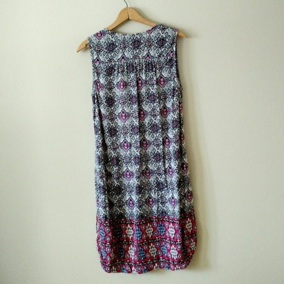 Beach Lunch Lounge Boho Tassel Shift Dress bkue Pink sz small - Picture 4 of 8